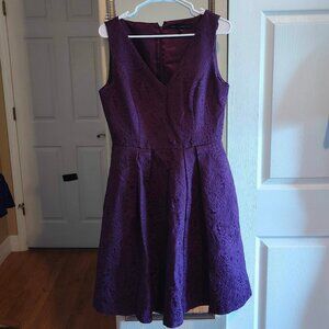 White House Black Market Size 10 V-Neck Purple Dress